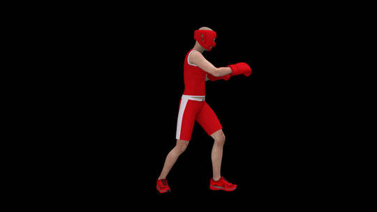 红色拳击连衣裙环包中的拳击手视频素材模板下载