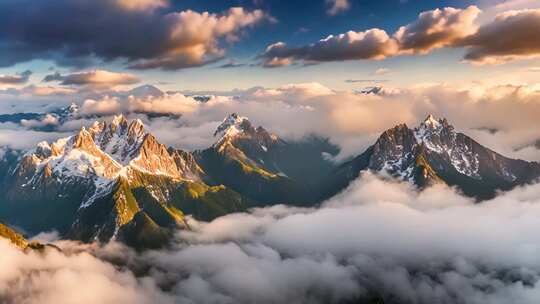 雪山云海壮丽全景