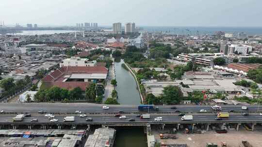 原创 印尼雅加达老城建筑运河航拍风光