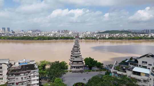 广东潮州广济桥历史文化古建筑航拍