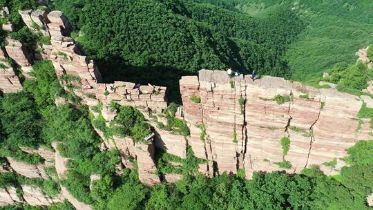 航拍 嶂石岩九女峰一米崖