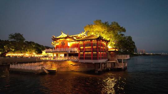 原创 福州金山寺古建筑夜景风光航拍