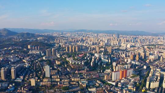 昆明高新科技广场楼顶航拍昆明城市全景