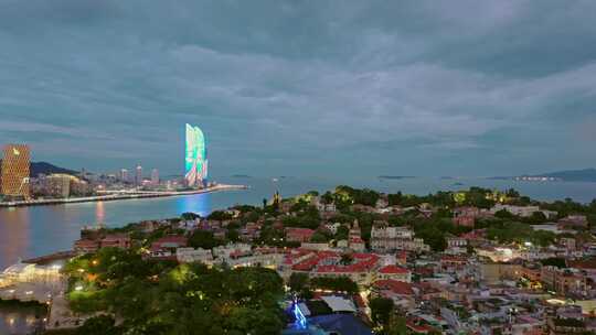 厦门鼓浪屿八卦楼钢琴博物馆 海边建筑 夜景