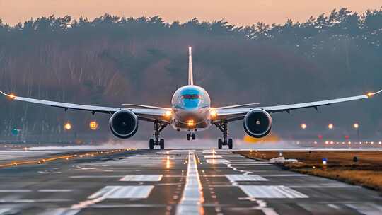 飞机客机起飞飞行降落飞机场空客ai素材原