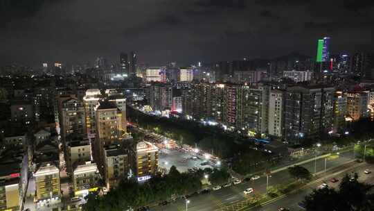 深圳夜晚马路车流夜景航拍高楼大厦摩天大楼