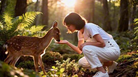亲近自然年轻女性天然氧吧深呼吸