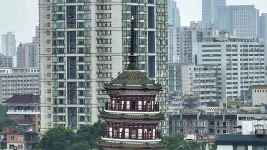 广东省广州市越秀区六榕寺塔近景航拍