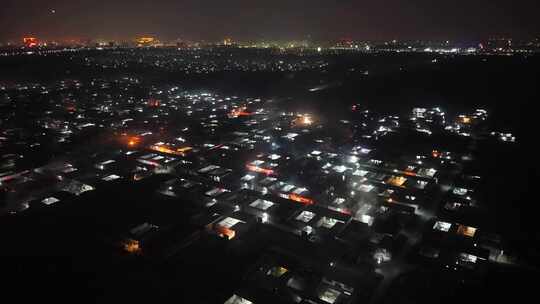 夜景 航拍 过年 放烟花 年味 城市