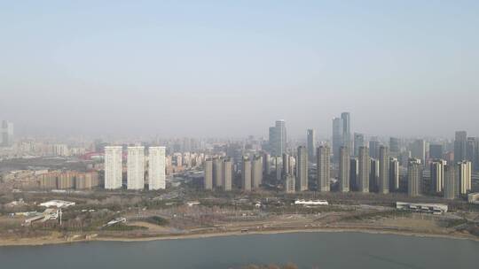 南京江心洲周边建设发展4K航拍原素材