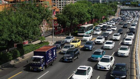 航拍交通早高峰-城市交通拥堵视频素材模板下载