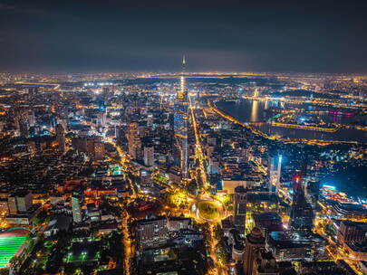 南京紫峰全景夜景环绕