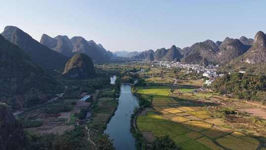 桂林阳朔十里画廊桂林山水风光航拍