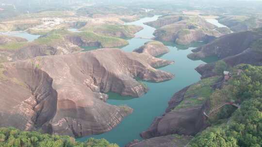 中国航拍湖南郴州高椅岭丹霞地貌