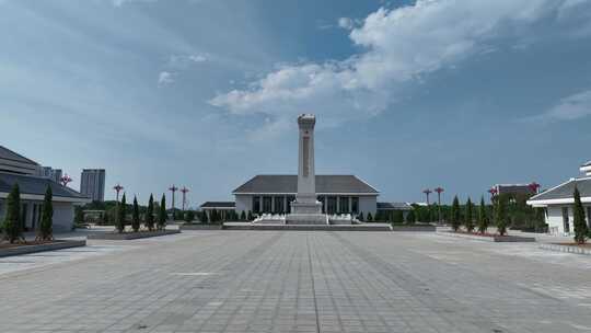 4K航拍鄂州烈士纪念园纪念碑城市地标华容区