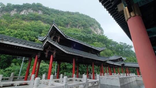 柳州文庙中式庭院古建筑雨景雨季大雨暴雨