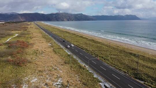 日本北海道海滨公路自然风光航拍