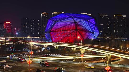 航拍中国辽宁沈阳夜晚夜景