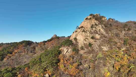 航拍千山山巅石峰景色