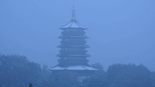 杭州西湖雷峰塔雪景4K视频合集