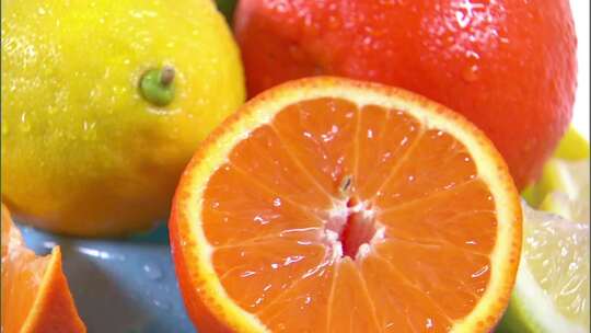 果盘中的水果-切开的橙