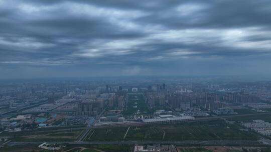 洛阳洛河隋唐立交桥鼓楼牡丹博物馆阴雨天