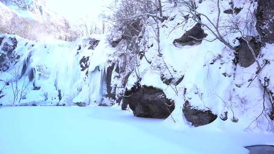 长白山雪景天池冬天下雪景点素材旅游