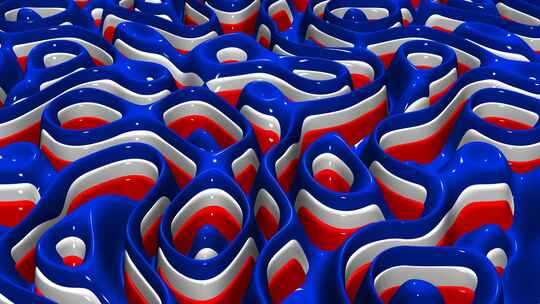 背景与法国国旗颜色的波浪，独家，3D渲染