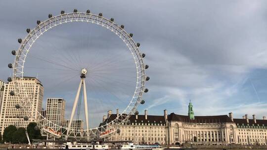 泰晤士河畔的伦敦观景摩天轮视频素材模板下载