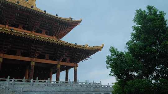 广西柳州文庙孔庙中式园林庭院古建筑雨景