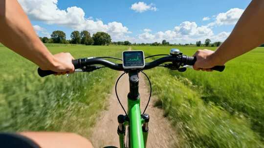 第一视角骑行田野健康运动生活场景视频