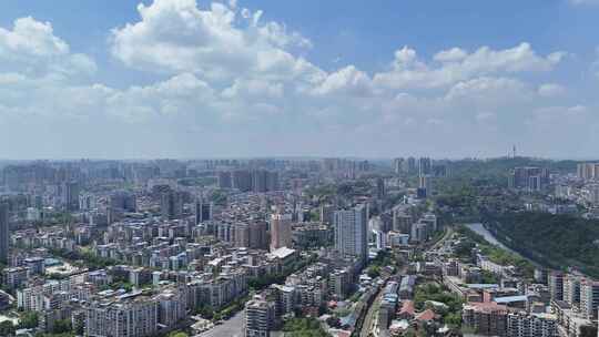 航拍四川自贡大景自贡城市建设