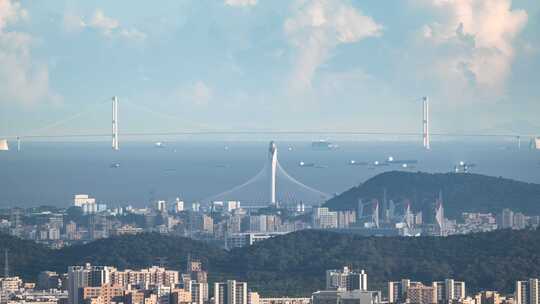 深圳宝安机场深中大桥滨海湾大桥夜景延时