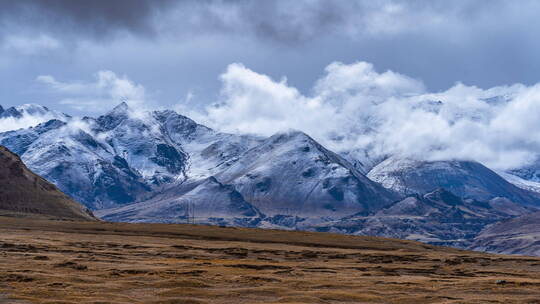 西藏雪山延时 云层翻滚 高原