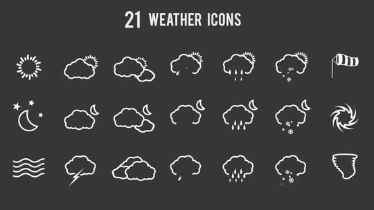 创意简单天气图标动画AE模板