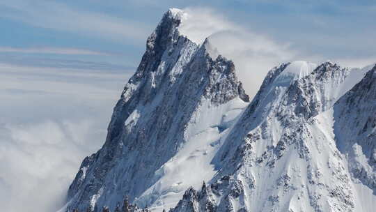 勃朗峰阿尔卑斯山法国山脉雪峰滑雪延时