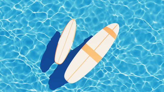 蓝色泳池里的冲浪板视频素材模板下载