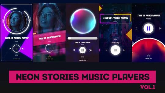 霓虹故事音乐播放器动感视频AE模板
