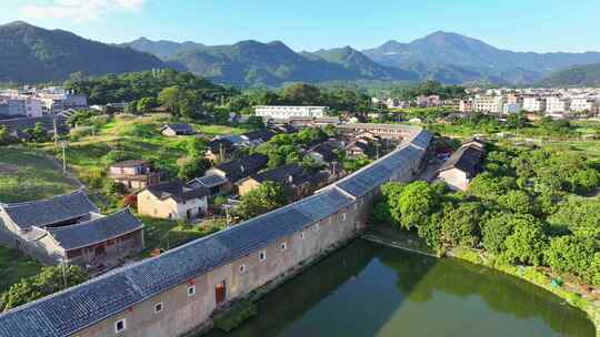 航拍福建漳州平和庄上土楼乡村风光