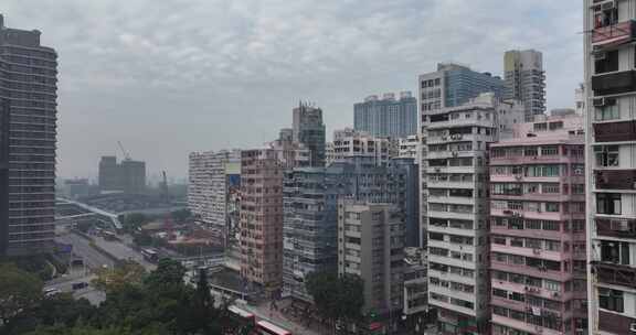 香港油尖旺区高楼大厦航拍