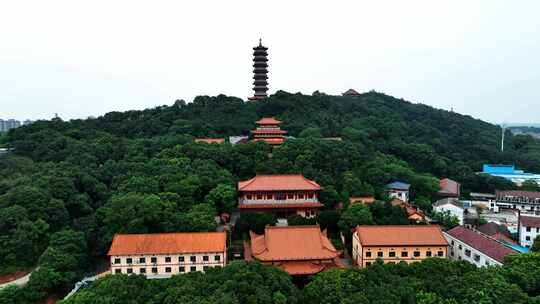 湖南岳阳圣安寺古寺庙历史人文航拍视频