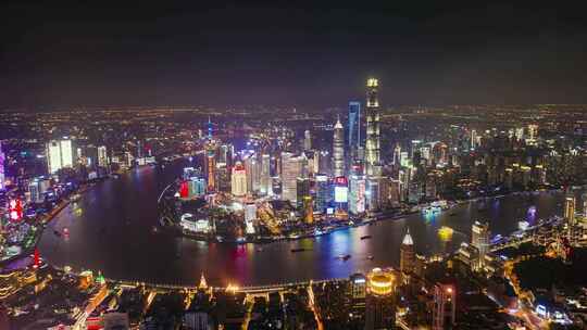 上海外滩夜景灯火辉煌的城市风光