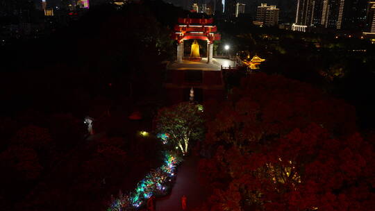 武汉标志建筑黄鹤楼公园夜景