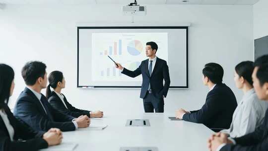 商务人士会议室汇报演讲场景
