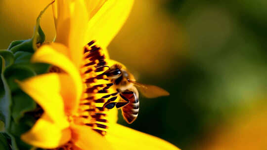 蜜蜂采蜜特写