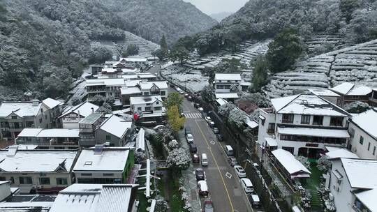 航拍西湖大雪