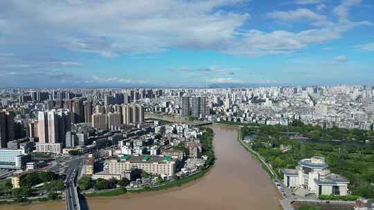 航拍汕头城市风光汕头大景