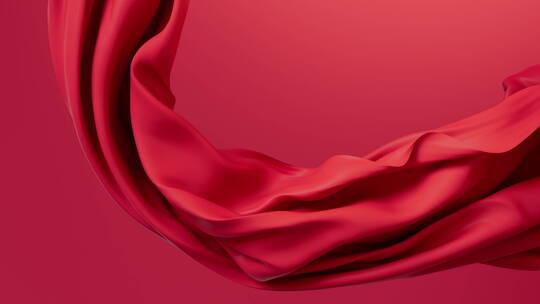 随风流动的红色曲线布料红旗3D渲染