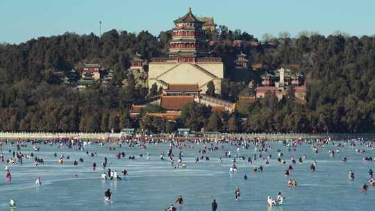 颐和园冰场滑冰