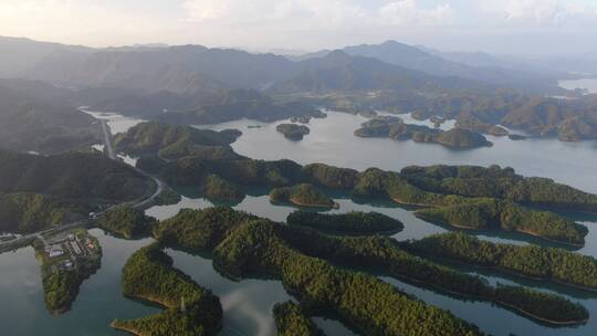 航拍浙江淳安千岛湖